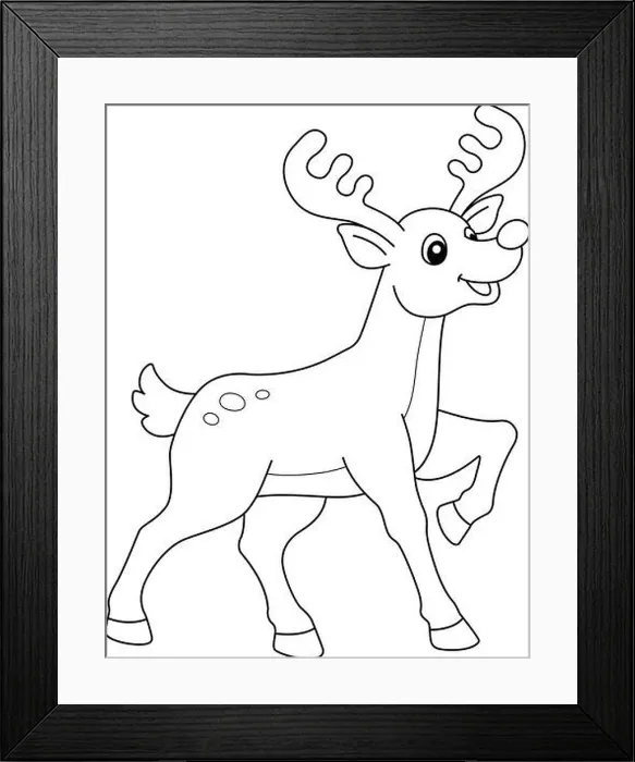 Framed Print : Christmas Reindeer Isolated Coloring Page for Kids Framed Print : Christmas Reindeer Isolated Coloring Page for Kids