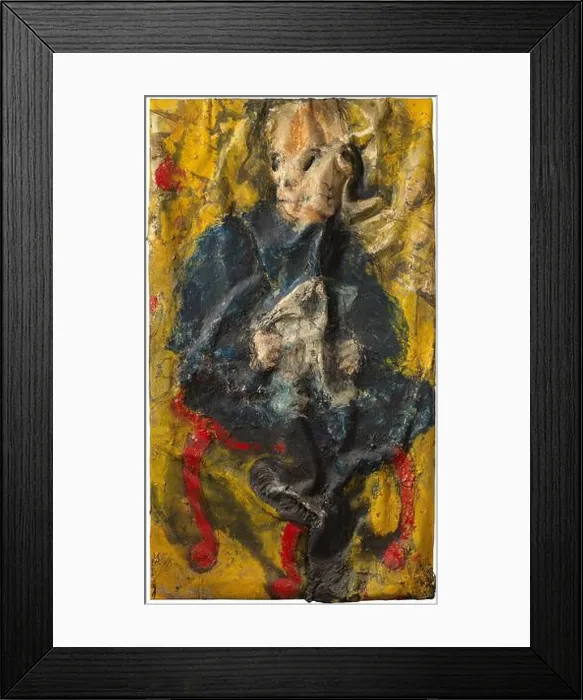 Framed Print : Miquel Barceló / 'Self portrait with blue work (Paris) Framed Print : Miquel Barceló / 'Self portrait with blue work (Paris)