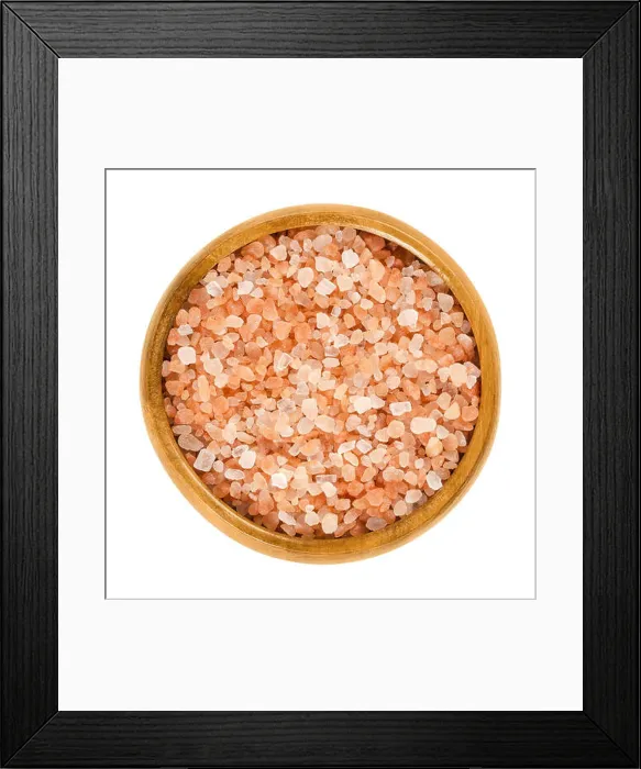 Framed Print : Himalayan salt in wooden bowl. Rock salt Framed Print : Himalayan salt in wooden bowl. Rock salt