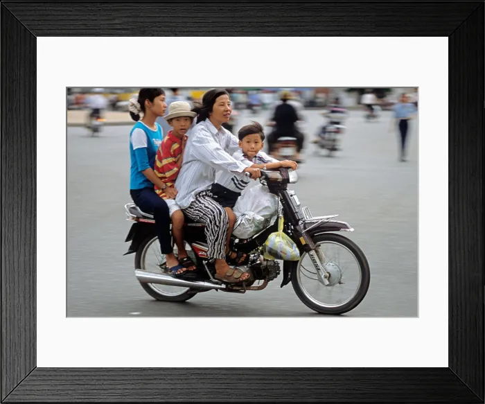 Framed Print : Family on motorcycle, Ho Chi Minh City, Vietnam Framed Print : Family on motorcycle, Ho Chi Minh City, Vietnam