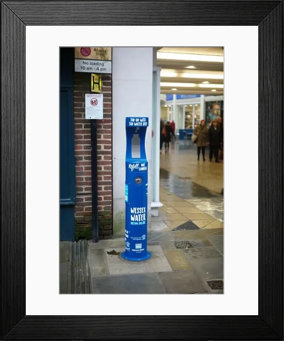 Framed Print : Water dispenser from Wessex Water. Encouraging people to refill containers and not use single-use containers Framed Print : Water dispenser from Wessex Water. Encouraging people to refill containers and not use single-use containers