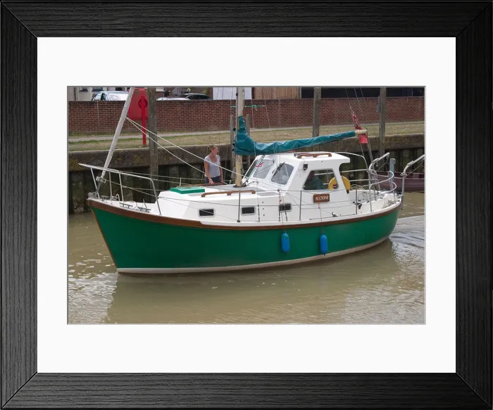 Framed Print : large motor powered leisure wooden boat cabin sail Framed Print : large motor powered leisure wooden boat cabin sail