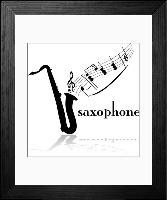 Framed Print : Concept illustration showing a saxophone with musical notes floating out of it Framed Print : Concept illustration showing a saxophone with musical notes floating out of it