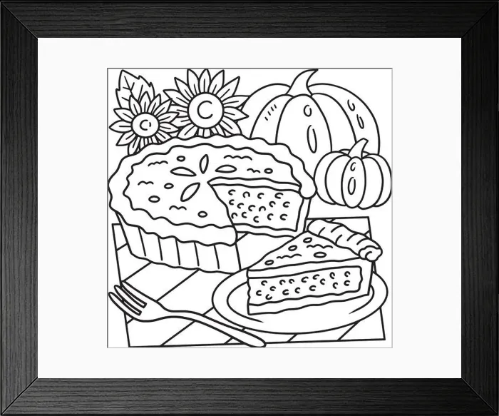 Framed Print : Thanksgiving Pumpkin Pie Coloring Page for Kids Framed Print : Thanksgiving Pumpkin Pie Coloring Page for Kids