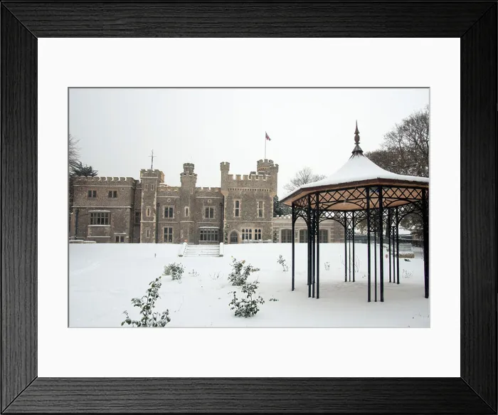 Framed Print : snow covered Whitstable Castle Gardens Framed Print : snow covered Whitstable Castle Gardens