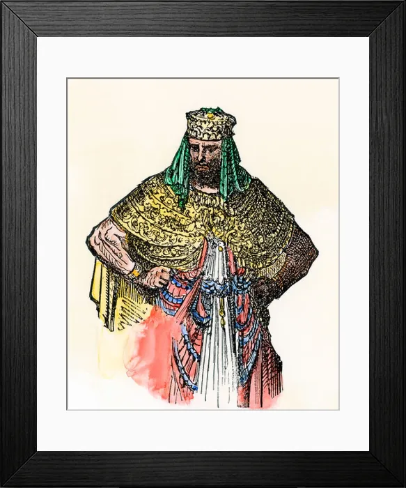 Framed Print : Nebuchadrezzar II, Chaldean king of Babylon. Hand-colored woodcut Framed Print : Nebuchadrezzar II, Chaldean king of Babylon. Hand-colored woodcut