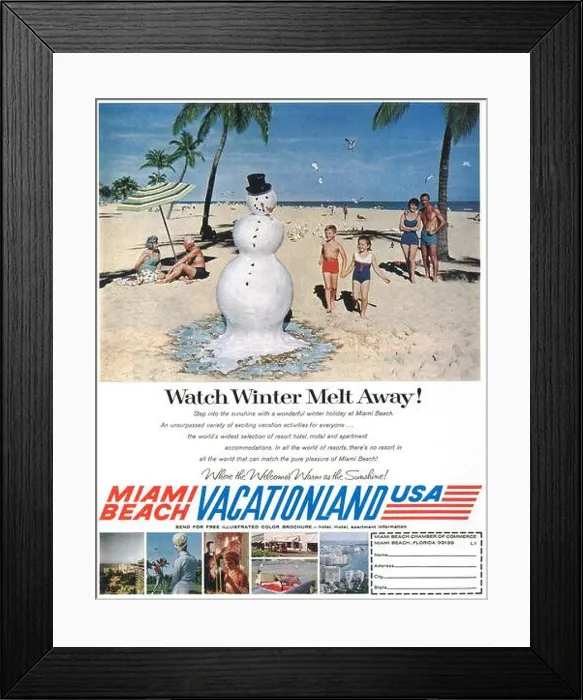 Framed Print : 1964 Miami Beach Vacationland USA ad Framed Print : 1964 Miami Beach Vacationland USA ad