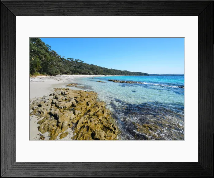 Framed Print : View of Scottish Rocks in picturesque Jervis Bay with its turquoise waters Framed Print : View of Scottish Rocks in picturesque Jervis Bay with its turquoise waters