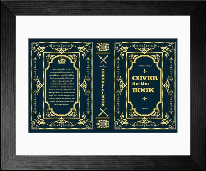 Framed Print : Cover book for medieval novel. Old retro ornament frames Framed Print : Cover book for medieval novel. Old retro ornament frames