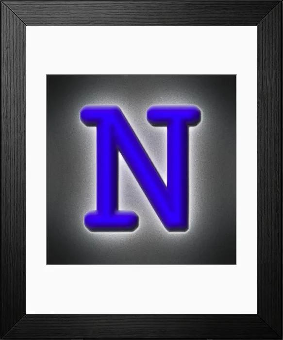 Framed Print : square graphic with the uppercase character N as a capital letter shaped like a typewriter font Framed Print : square graphic with the uppercase character N as a capital letter shaped like a typewriter font