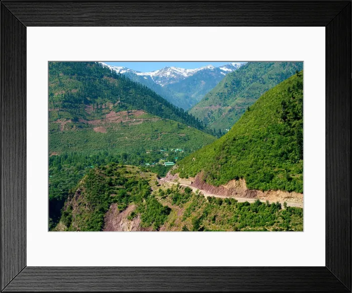 Framed Print : Beautiful scene of green and snow mountains Gulmarg Srinagar Jammu and Kashmir India Asia