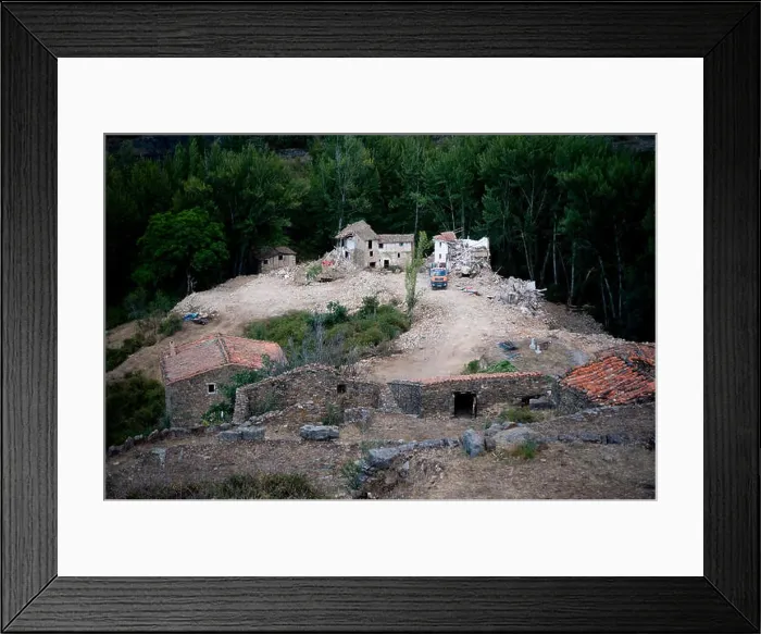 Framed Print : Las Ruedas de Enciso village under demolition before Enciso dam is finished, La Rioja, Spain Framed Print : Las Ruedas de Enciso village under demolition before Enciso dam is finished, La Rioja, Spain