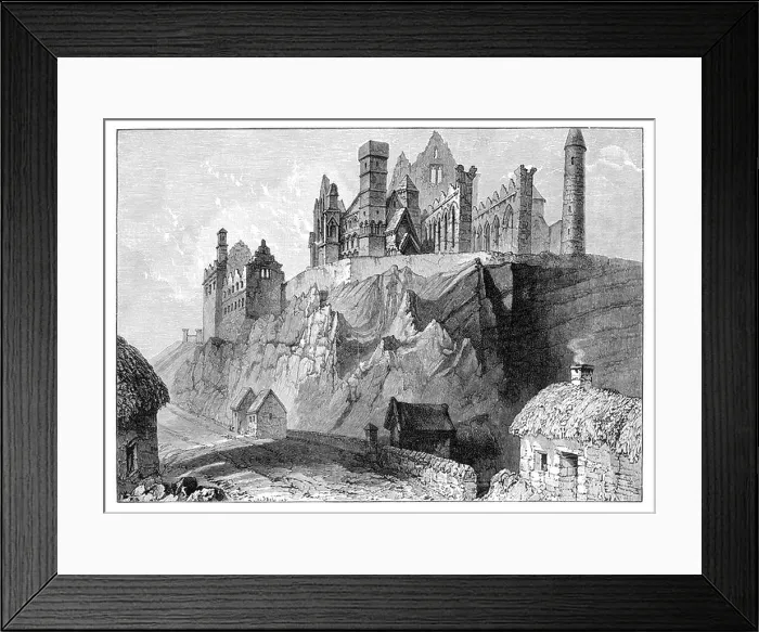 Framed Print : The Rock of Cashel, County Tipperary, Ireland after an engraving by William Henry Bartlett; 19th century; Framed Print : The Rock of Cashel, County Tipperary, Ireland after an engraving by William Henry Bartlett; 19th century;