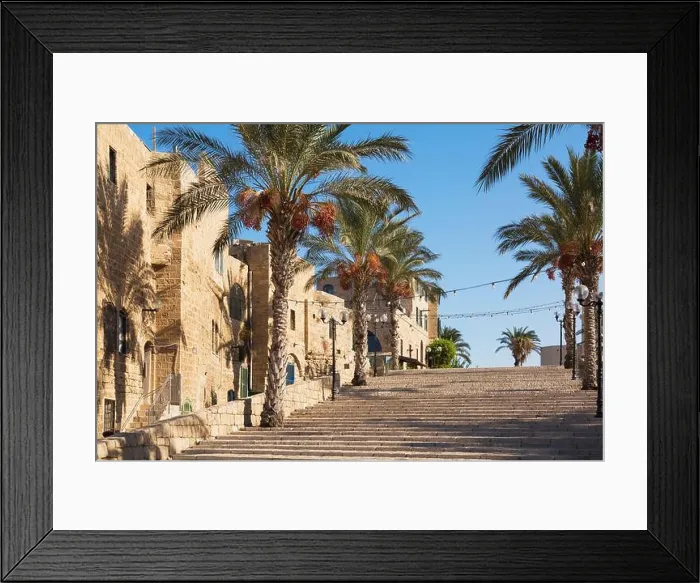 Framed Print : Stone stairs leading to Kedumim Square, Old City of Jaffa, Israel Framed Print : Stone stairs leading to Kedumim Square, Old City of Jaffa, Israel