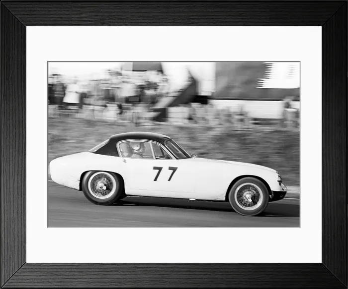 Framed Print : The Chequered Flag team Lotus Elite racing at Brands Hatch, England, Boxing Day 1960