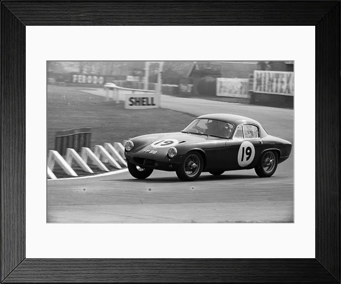Framed Print : A Lotus Elite racing into Tatt's Corner in the Aintree 200 race, England 30 April 1960 Framed Print : A Lotus Elite racing into Tatt's Corner in the Aintree 200 race, England 30 April 1960