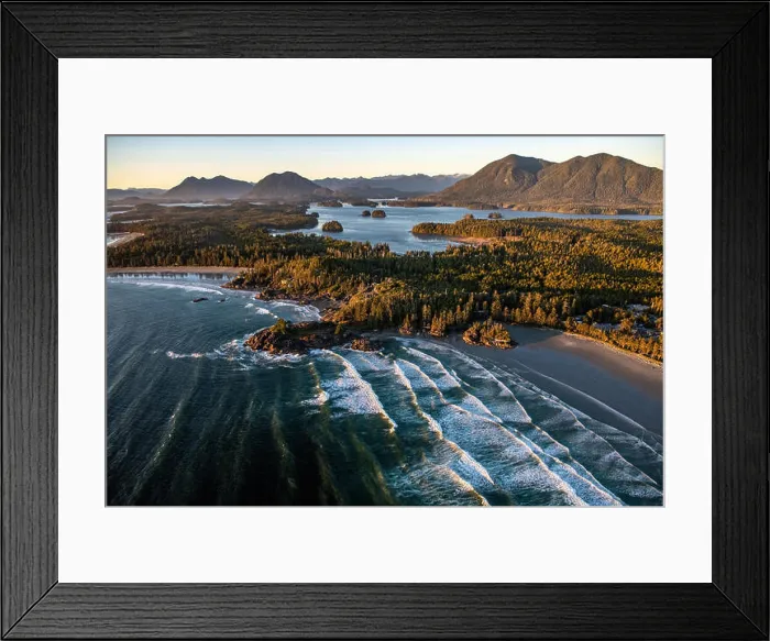 Framed Print : Aerial image of Cox Bay, Tofino and Clayoquot Sound Vancouver Island, BC Canada Framed Print : Aerial image of Cox Bay, Tofino and Clayoquot Sound Vancouver Island, BC Canada