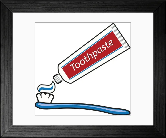 Framed Print : vector toothbrush and toothpaste tube drawing isolated on white background Framed Print : vector toothbrush and toothpaste tube drawing isolated on white background