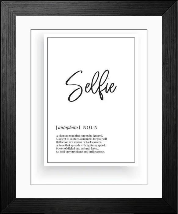 Framed Print : Selfie definition, vector. Minimalist poster design Framed Print : Selfie definition, vector. Minimalist poster design