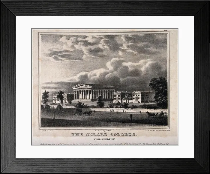 Framed Print : Girard College, Philadelphia. Lithograph by J.C. Wild, 1838, after T.U. Walter Framed Print : Girard College, Philadelphia. Lithograph by J.C. Wild, 1838, after T.U. Walter