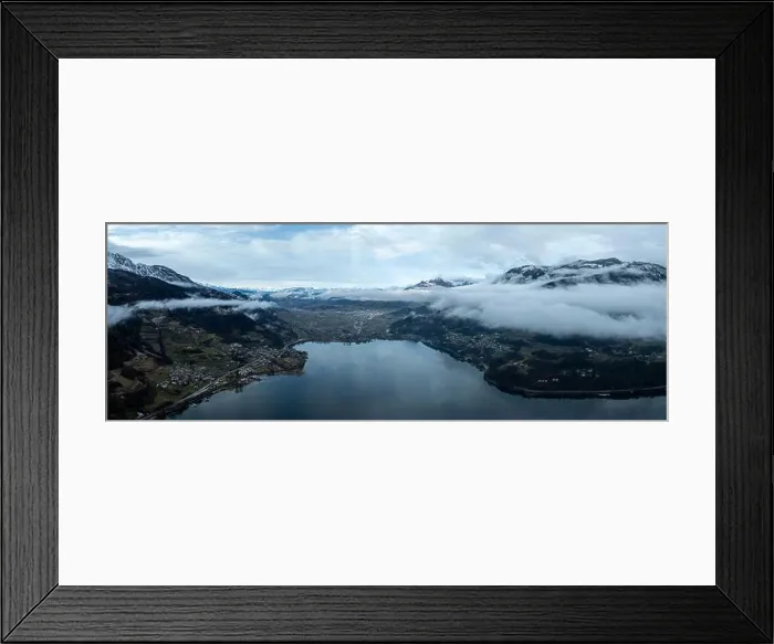 Framed Print : Aerial view of Caldonazzo Lake with snow capped Alps, Trentino, Italy Framed Print : Aerial view of Caldonazzo Lake with snow capped Alps, Trentino, Italy