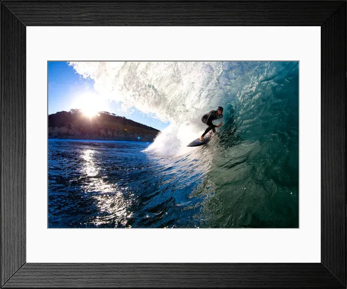 Framed Print : David Suhadolnik surfing in the tube at sunrise at Torrey Pines State Beach, San Diego, California Framed Print : David Suhadolnik surfing in the tube at sunrise at Torrey Pines State Beach, San Diego, California