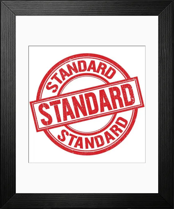 Framed Print : STANDARD text written word on red round stamp sign Framed Print : STANDARD text written word on red round stamp sign