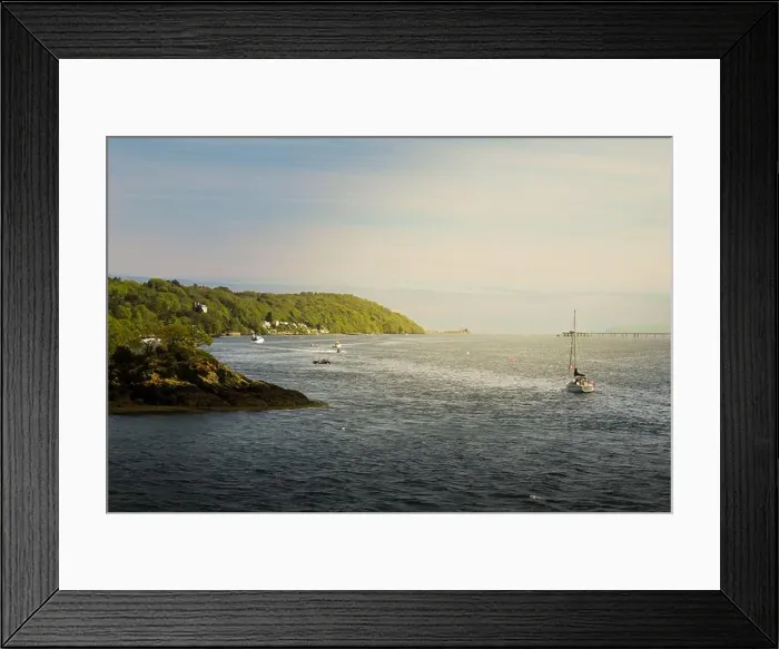 Framed Print : Menai Strait, Anglesey, boats and green hills covered in trees and a beautiful view with calm water Framed Print : Menai Strait, Anglesey, boats and green hills covered in trees and a beautiful view with calm water
