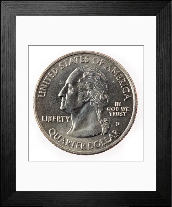 Framed Print : American dollar one Quarter coin Framed Print : American dollar one Quarter coin