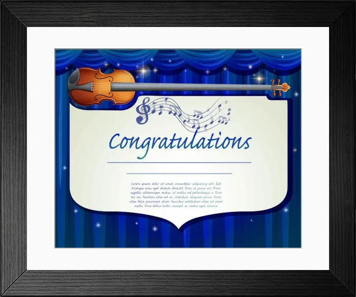 Framed Print : Certificate template design with music background Framed Print : Certificate template design with music background