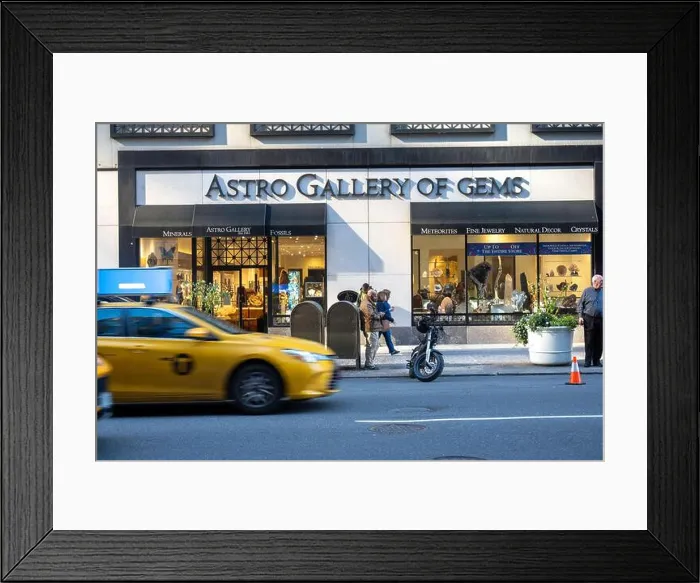 Framed Print : The Astro Gallery of Gems offers a full line of minerals and fossils on Fifth Avenue, 2025, New York City, United States Framed Print : The Astro Gallery of Gems offers a full line of minerals and fossils on Fifth Avenue, 2025, New York City, United States