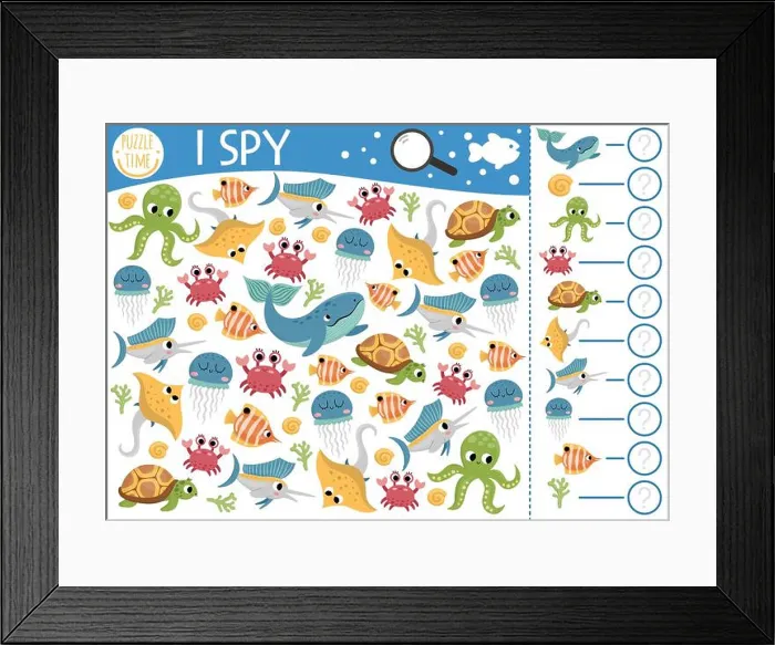 Framed Print : Under the sea I spy game for kids Framed Print : Under the sea I spy game for kids