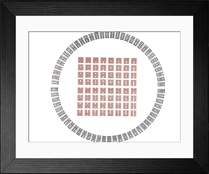 Framed Print : I Ching The 64 hexagrams arranged in both circular and quadrate form. Artwork based on 19th century print Framed Print : I Ching The 64 hexagrams arranged in both circular and quadrate form. Artwork based on 19th century print