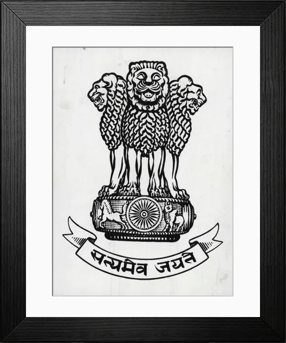 Framed Print : Indian Seal Facsimile of the Government of India's State Emblem Framed Print : Indian Seal Facsimile of the Government of India's State Emblem