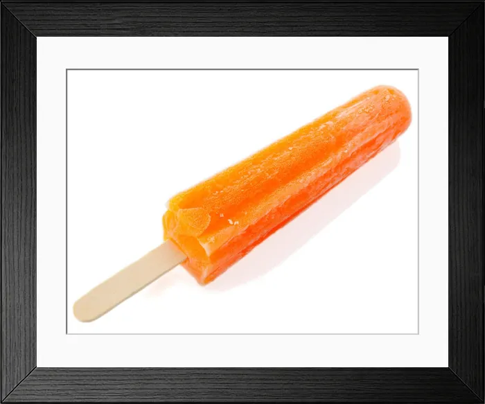 Framed Print : orange ice cream pop on white Framed Print : orange ice cream pop on white