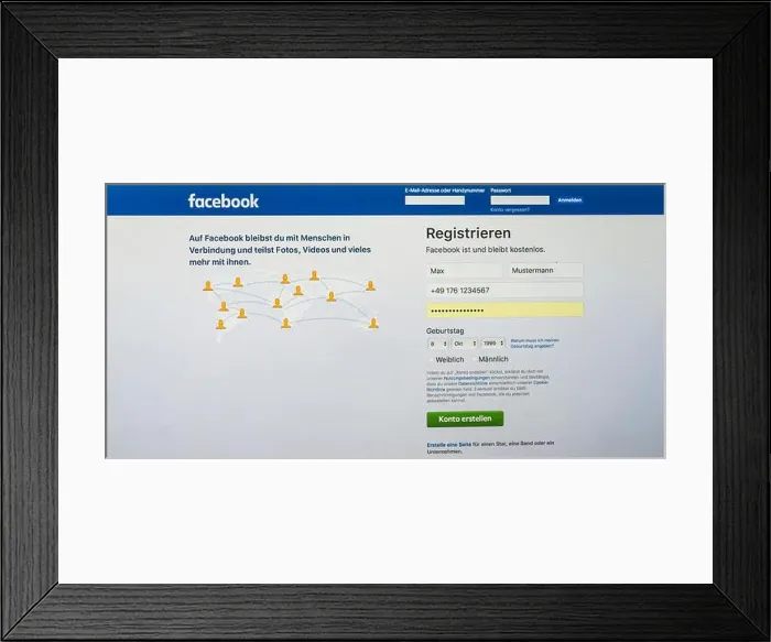 Framed Print : Facebook, social network, homepage with login mask, logo, internet, screenshot, Germany Framed Print : Facebook, social network, homepage with login mask, logo, internet, screenshot, Germany