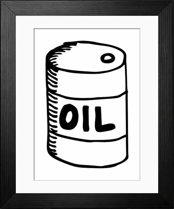Framed Print : A freehand illustration of an oil can. Black outlines on white background Framed Print : A freehand illustration of an oil can. Black outlines on white background