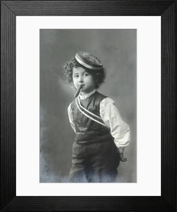Framed Print : Nostalgia, boy, cigar, smoke, b / w, children, inside, nostalgically, nicotine, smoker, unhealthily, child Framed Print : Nostalgia, boy, cigar, smoke, b / w, children, inside, nostalgically, nicotine, smoker, unhealthily, child