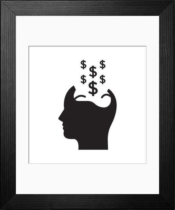 Framed Print : Person with dollar icon. man head Businessman with money sign Framed Print : Person with dollar icon. man head Businessman with money sign