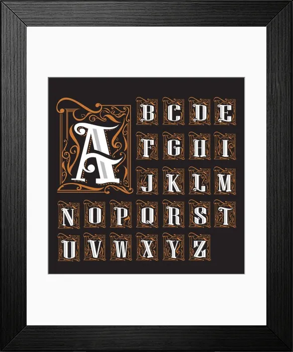 Framed Print : A to Z Art Nouveau typography logo Framed Print : A to Z Art Nouveau typography logo
