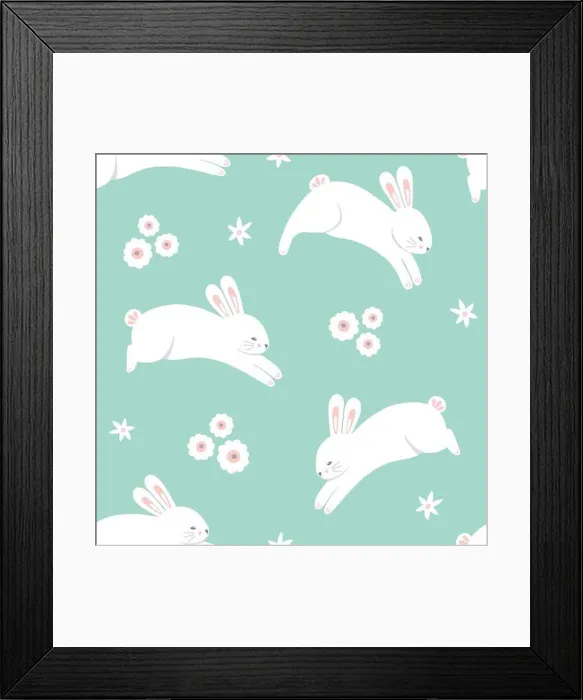 Framed Print : Easter bunny pattern. Cute vector seamless repeat design background Framed Print : Easter bunny pattern. Cute vector seamless repeat design background