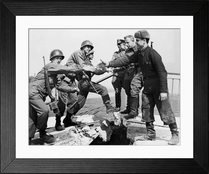 Framed Print : Elbe Day, 1945. American and Russian Troops Meeting at Elbe River Framed Print : Elbe Day, 1945. American and Russian Troops Meeting at Elbe River