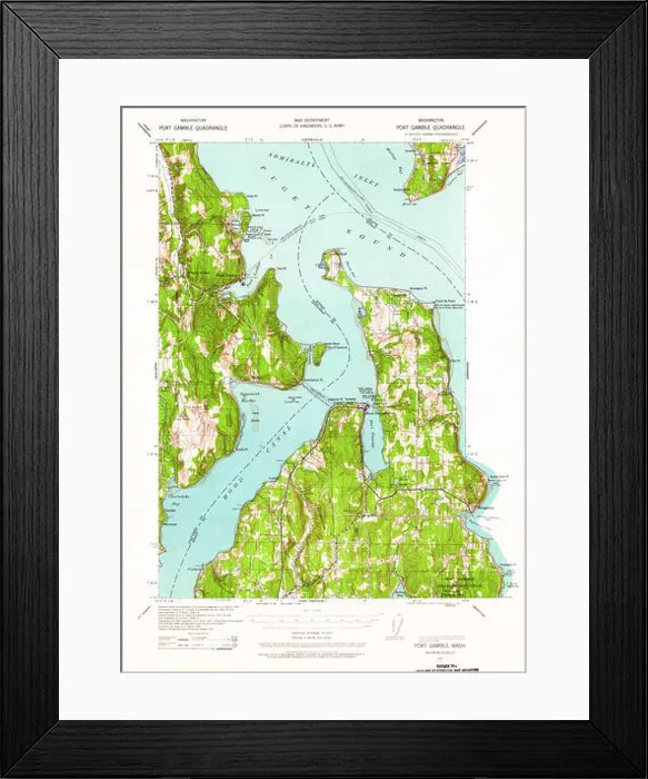 Framed Print : USGS Topo Map Washington State WA Port Gamble 243218 1937 62500 Restoration Framed Print : USGS Topo Map Washington State WA Port Gamble 243218 1937 62500 Restoration