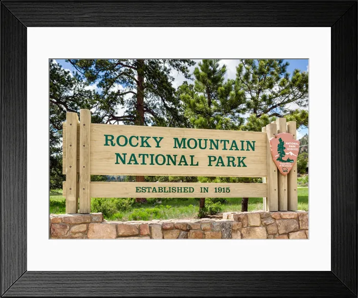 Framed Print : Entrance sign to Rocky Mountain National Park, Colorado, USA Framed Print : Entrance sign to Rocky Mountain National Park, Colorado, USA