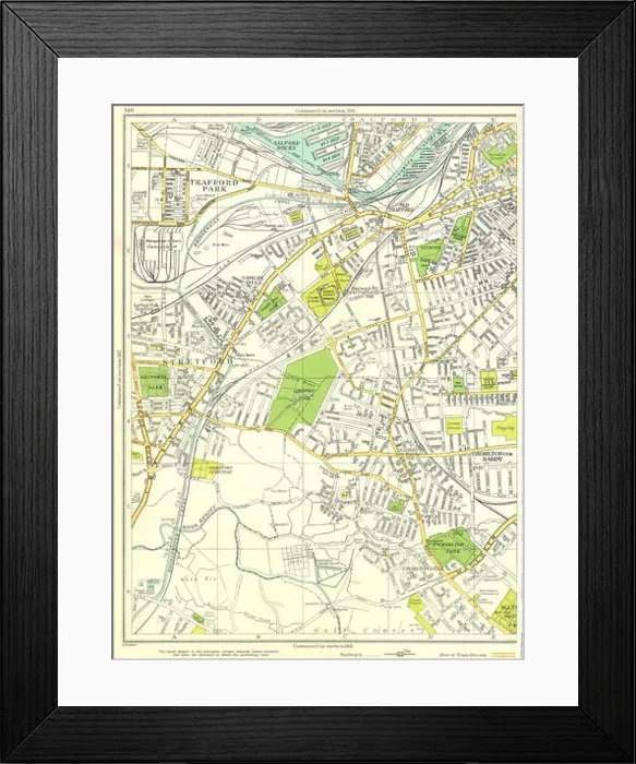 Framed Print : MANCHESTER Trafford Park Chorlton cum Hardy Old Trafford Stretford 1935 map Framed Print : MANCHESTER Trafford Park Chorlton cum Hardy Old Trafford Stretford 1935 map