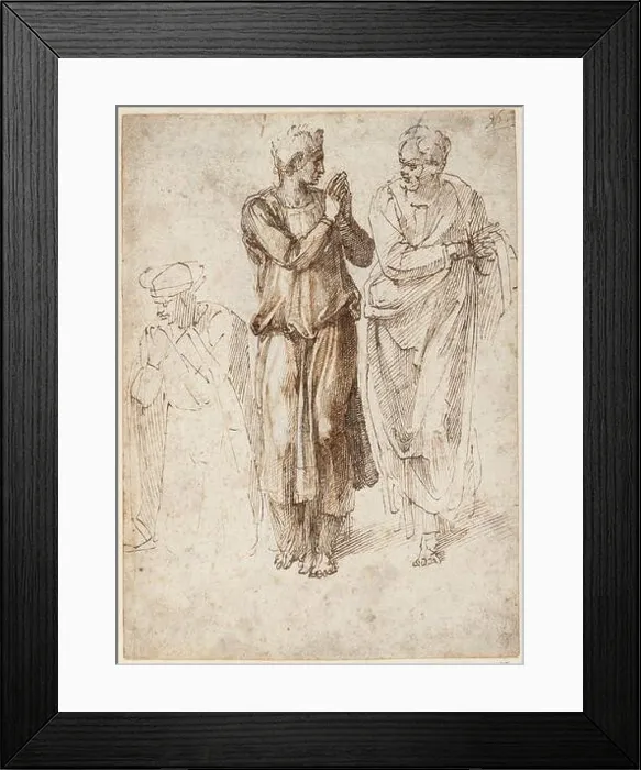 Framed Print : Three draped figures, with hands joined, 1496-1503. Found in the collection of the Teylers Museum, Haarlem