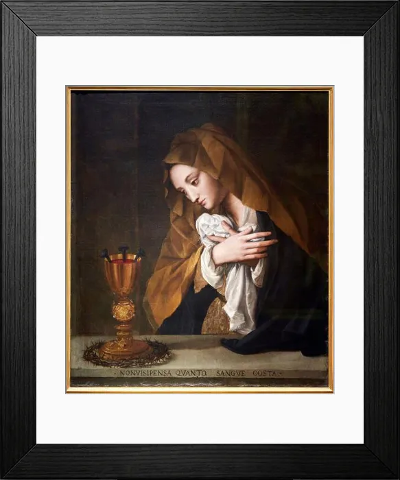Framed Print : The Virgin Adoring the Symbols of the Passion of Christ Framed Print : The Virgin Adoring the Symbols of the Passion of Christ