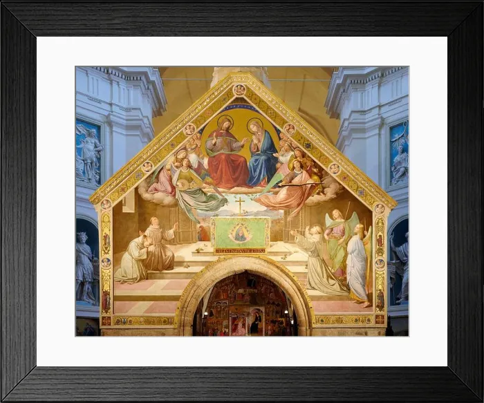Framed Print : Francesco chiede a Gesù e Maria l'indulgenza plenaria - affresco sull esterno della Porziuncola -F riedrich Overbeck Framed Print : Francesco chiede a Gesù e Maria l'indulgenza plenaria - affresco sull esterno della Porziuncola -F riedrich Overbeck
