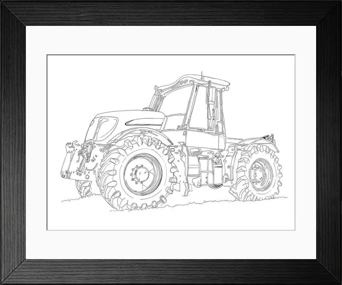 Framed Print : Agricultural tractor illustration art drawing Framed Print : Agricultural tractor illustration art drawing