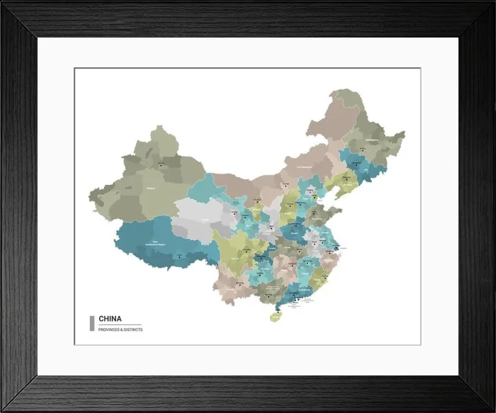 Framed Print : China higt detailed map with subdivisions Framed Print : China higt detailed map with subdivisions